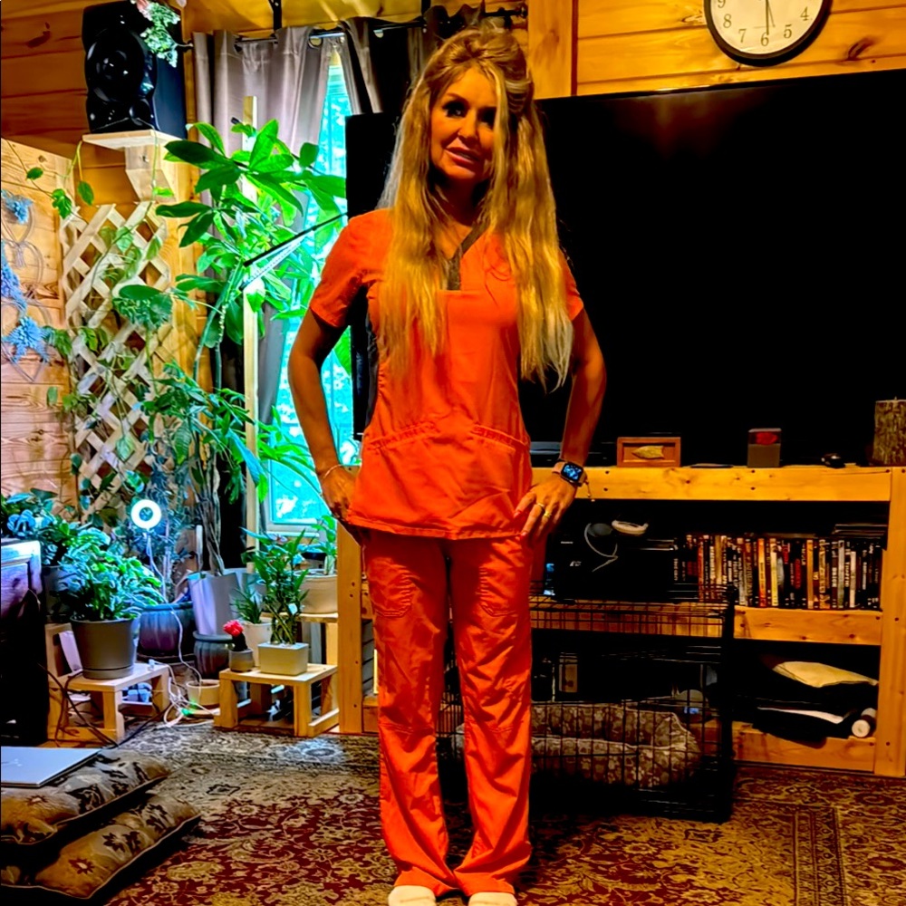 Healing Hands Orange Scrub Set